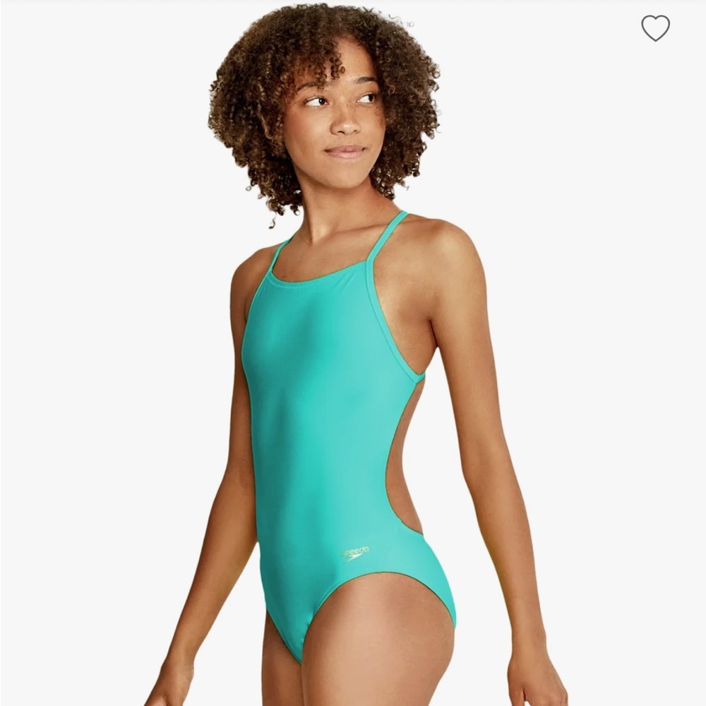 NWT Speedo Vibe Women's The One Back Solid One Piece Swimsuit